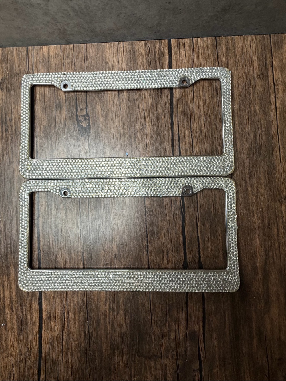 Rhinestone License Plate Frame - Silver Bling